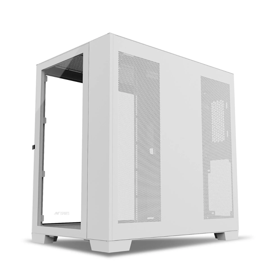 Ant Esports Crystal XL ATX White Cabinet with 3 Front Fans
