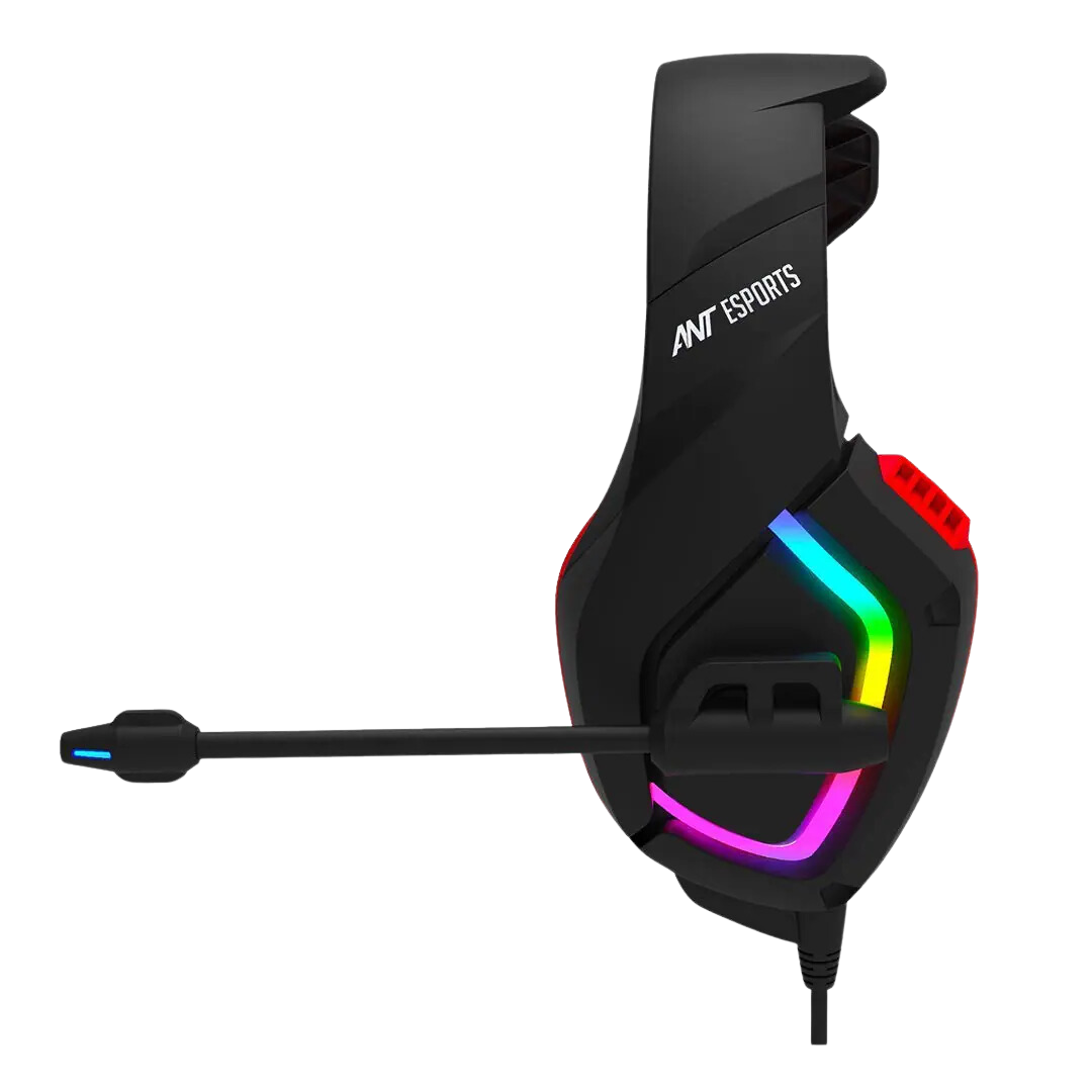 Ant Esports H530 RGB Gaming Headset - Black Red 40mm 20Hz-20Khz 32? Microphone 2.0M Cable LED DC5V 1 Year Warranty