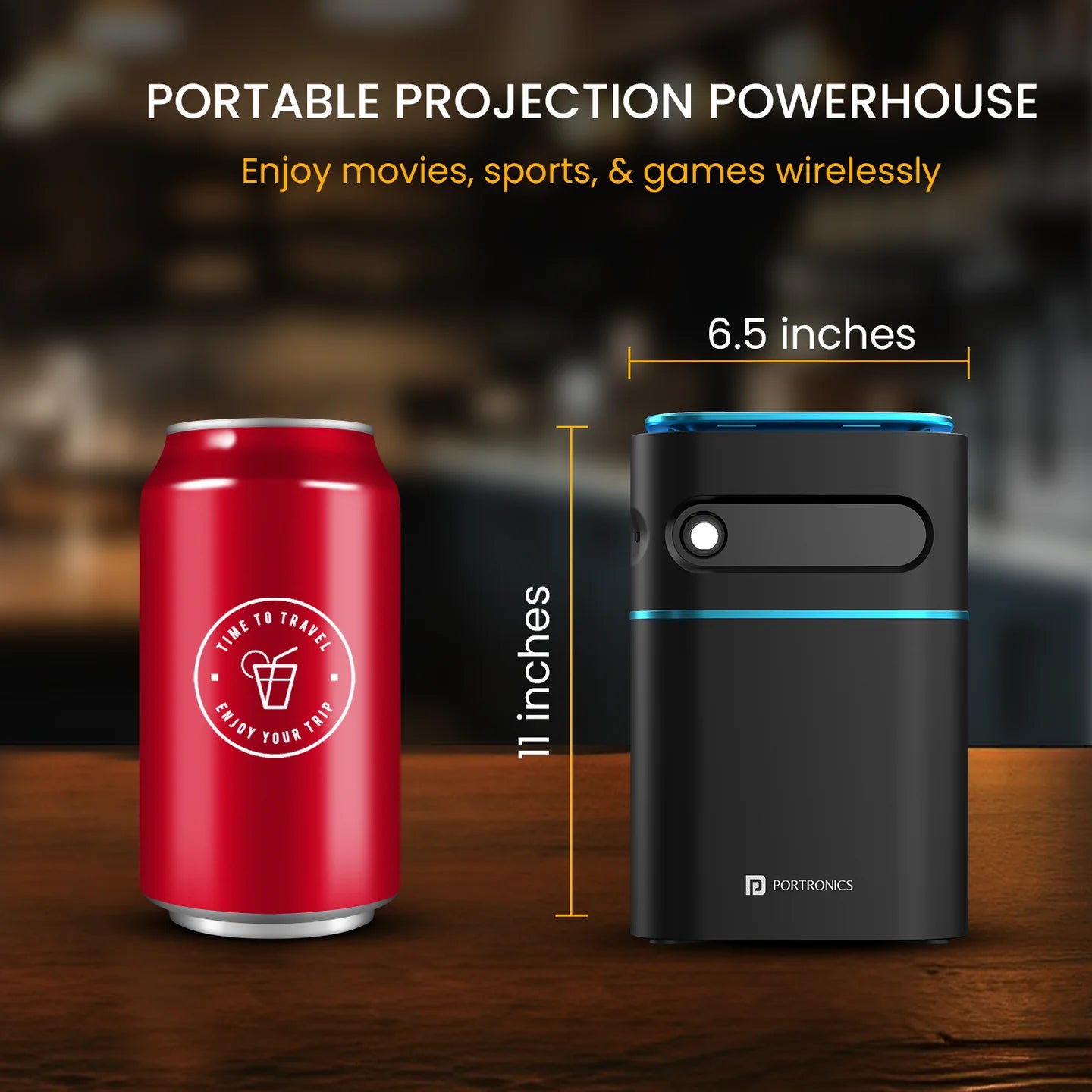 PORTRONICS Pico 12 Smart LED Wireless Portable Projector | Smart DLP Projector | Rechargeable | Android 11-based OS | 4K UHD Support - | Buy Online at Shwetha Computers