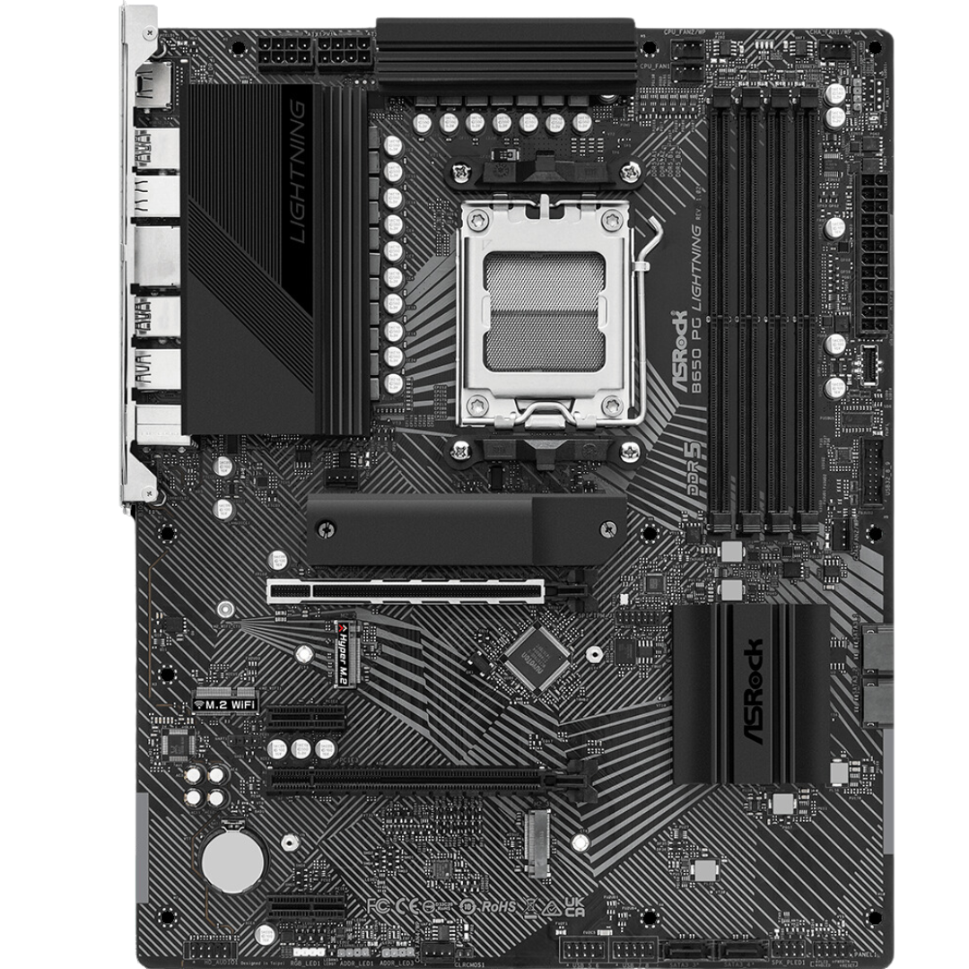 ASRock B650 PG Lightning Motherboard with PCIe Gen5, Dual Channel DDR5, and 2.5G LAN