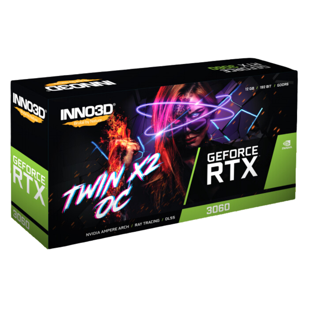 Inno3d RTX 3060 Twin X2 LHR 12GB Graphics Card - NVIDIA Ampere Architecture, Ray Tracing, 3rd Gen Tensor Cores