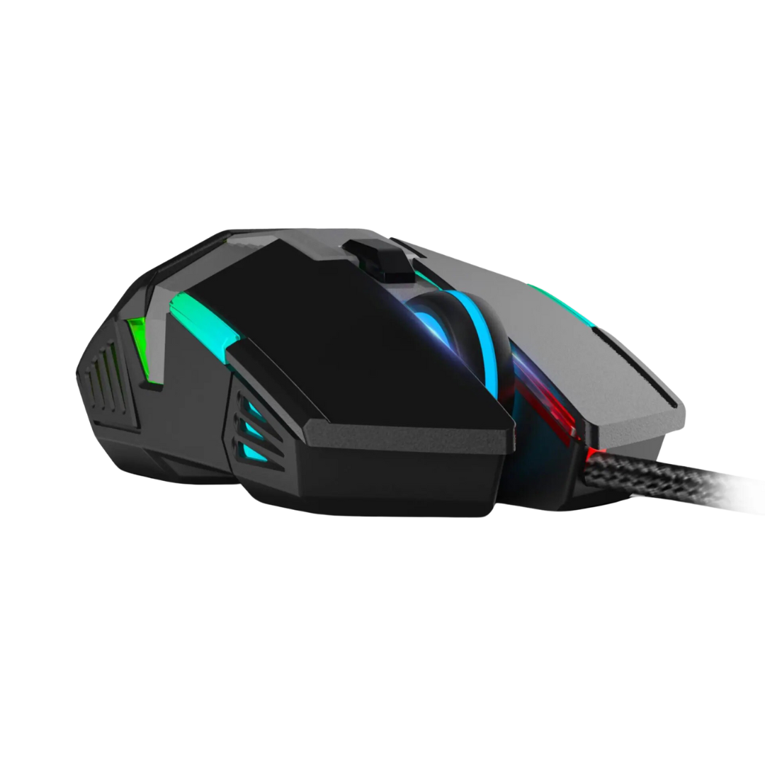 Ant Esports GM 90 Wired Gaming Mouse - Black, Gold Plated USB, Multicolor LED Lights, DPI 1200/1800/2400/3600, 1.5m Long Braided Cable, 1 Year Warranty