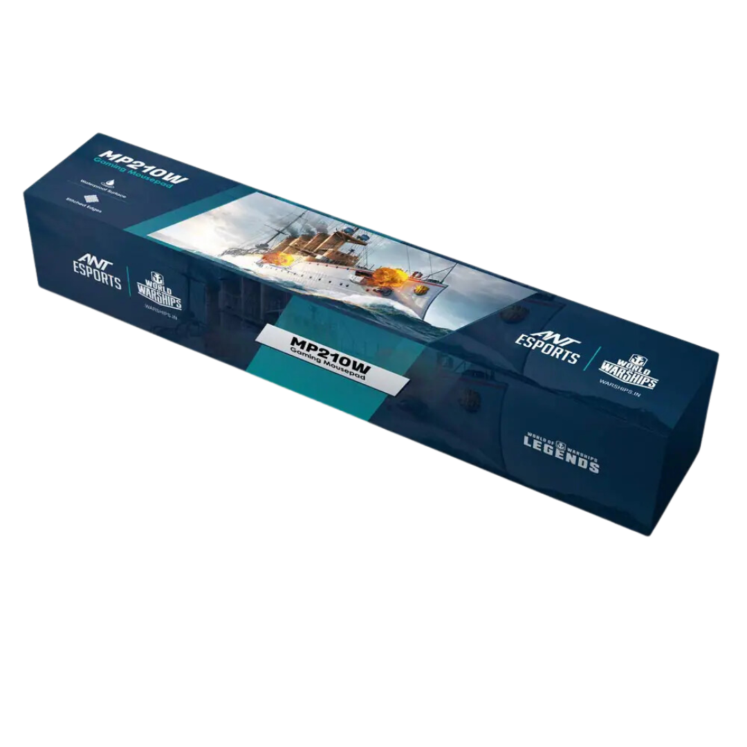 Ant Esports MP210W Waterproof Gaming Mousepad - World of Warships Edition - Black - Medium Size - Non-slip Rubber Base - 4mm Thickness