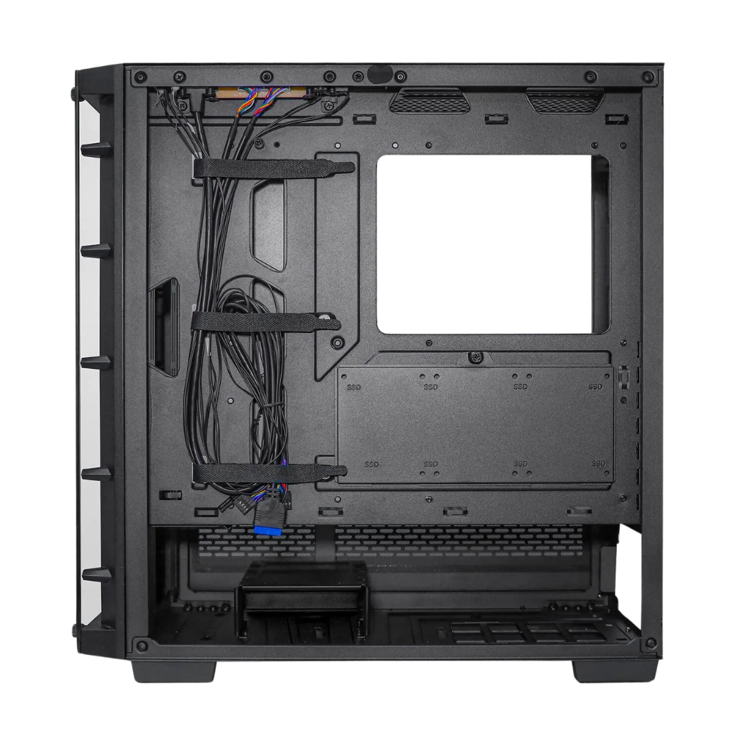 Ant Esports ICE-5000 RGB Black Gaming Cabinet - E-ATX, ATX, Micro-ATX, Mini-ITX, 3.5" x2, 2.5" x3, 120mm x3 ARGB Front Fans, 380mm VGA Card Length, 175mm CPU Cooler Length, USB 2.0 x2, USB 3.0 x1, Audio In x1, Mic x1, LED Control Button x1