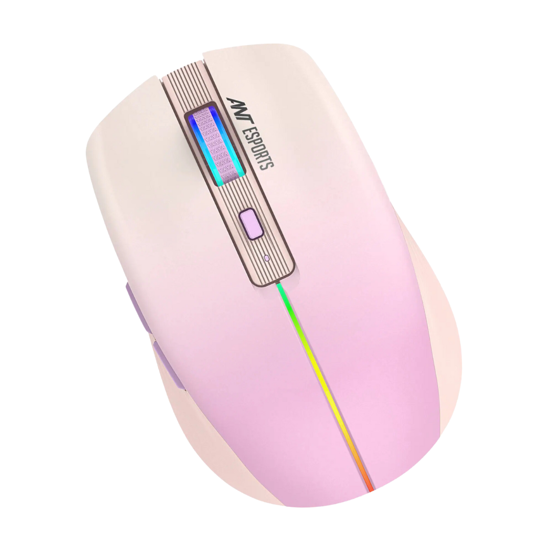 Ant Esports GM400W RGB Wireless Gaming Mouse - Light Pink, Rose 3200 DPI