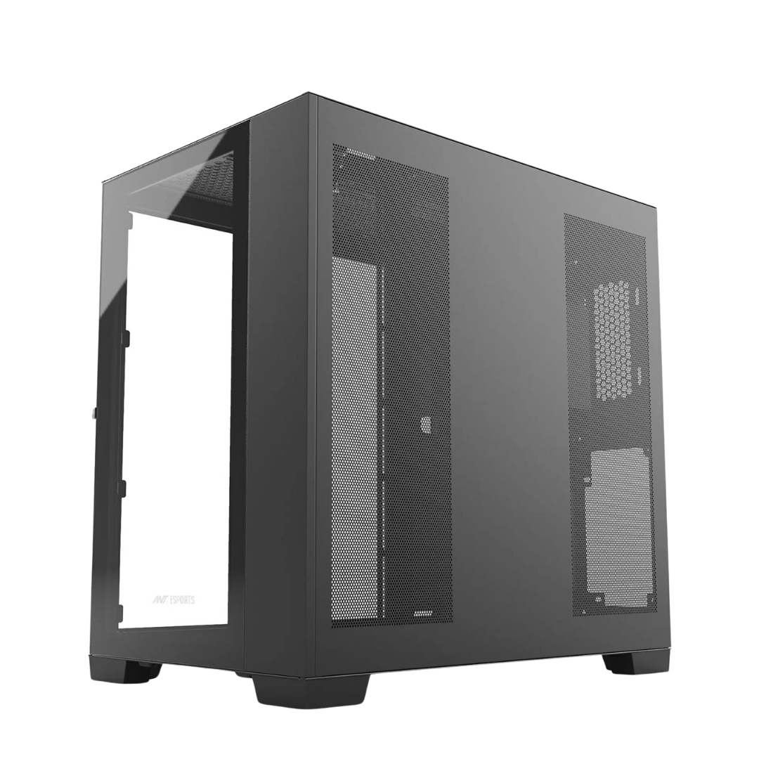 Ant Esports Crystal XL ATX Chassis - Black Tempered Glass - 3 Front Fans - USB 3.0 - 440mm VGA Card Length