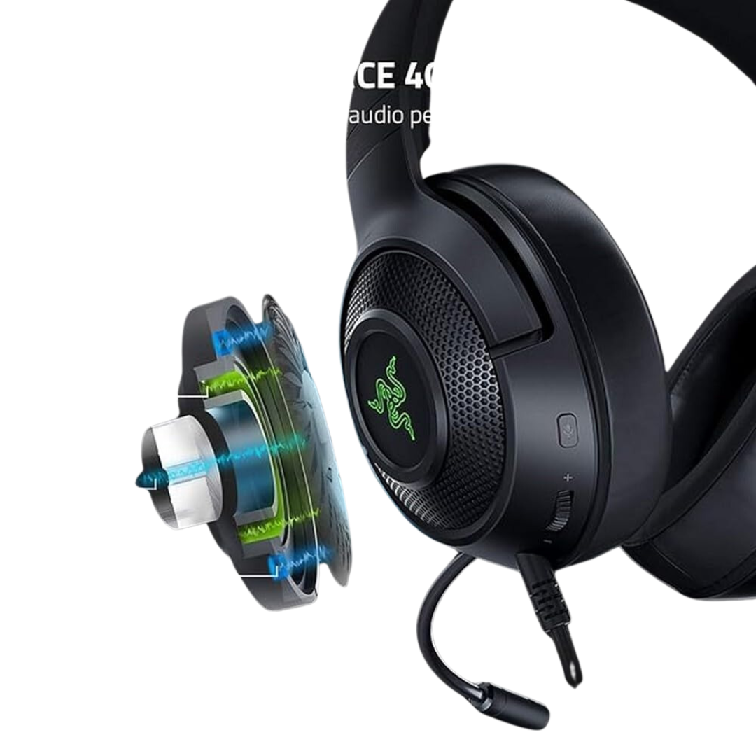 Razer Kraken V3 X USB Gaming Headset - TriForce Drivers, Oval Ear Cushions, HyperClear Cardoid Mic