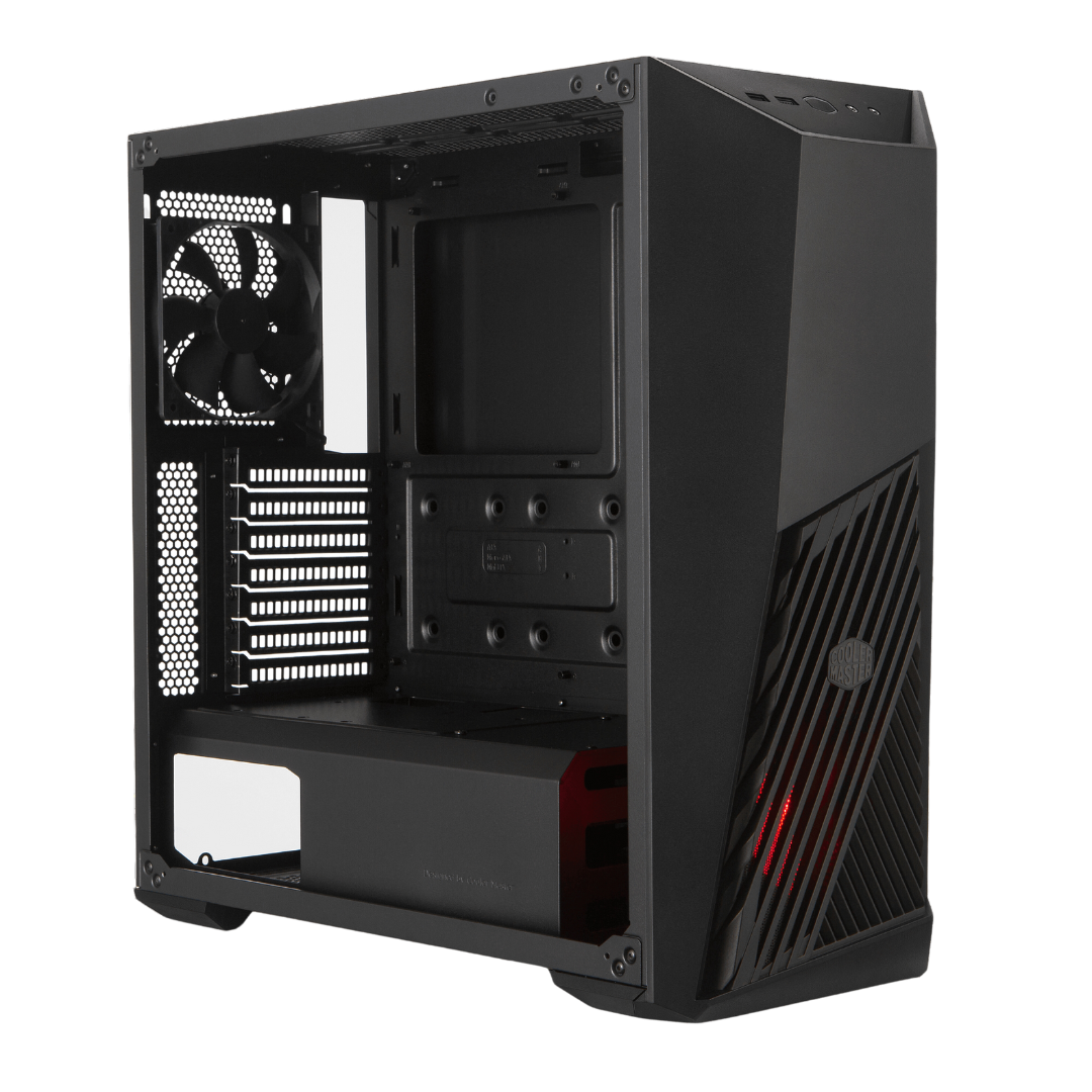 Cooler Master Masterbox K501L Mid Tower Cabinet - Black Steel, Acrylic Panel, 4x 2.5" Drive Bays, 3x 120mm Fans, ATX Support