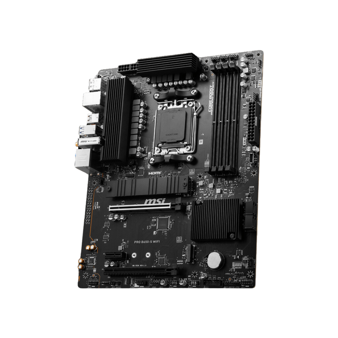 MSI Pro B650-S Wifi Motherboard: AMD Ryzen Support, DDR5 Memory, HDMI 2.1, PCIe 4.0, 2.5G LAN, Wi-Fi 6E, Bluetooth 5.3, 7.1 Channel Audio, ATX Size