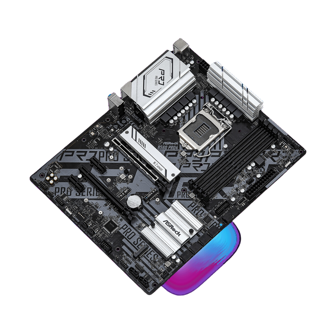 ASRock B560 Pro4 ATX Motherboard with Premium 50A Power Choke, Sapphire Black PCB, 8 Power Phase Design, and Intel B560 Chipset