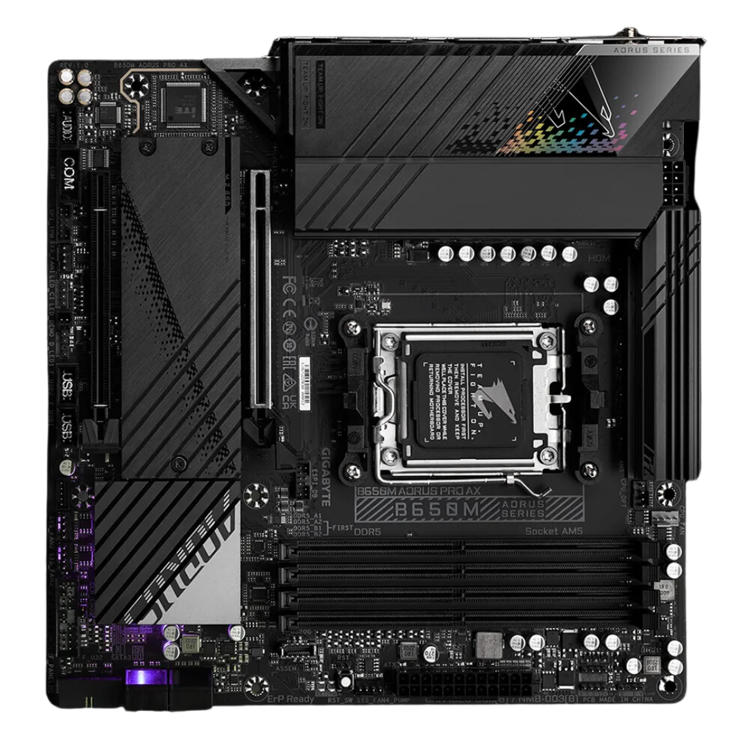 Gigabyte B650M AORUS PRO AX Micro ATX Motherboard with DDR5 8000(OC)/ 7800(OC)/ 7600(OC) Memory Slots, PCIe 4.0 Expansion, 2.5GbE LAN & Wi-Fi 6E