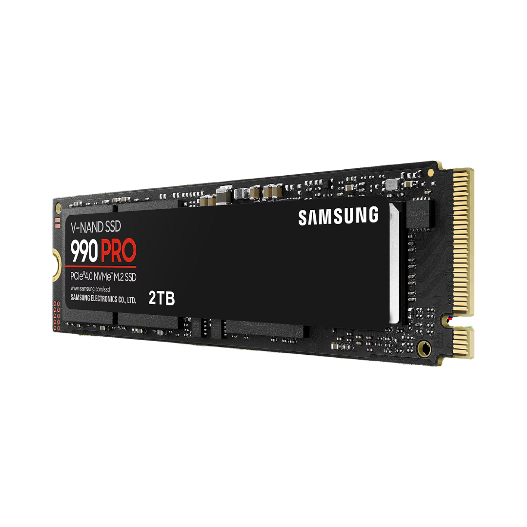 Samsung 2TB 990 Pro NVME M.2 GEN 4 SSD (MZ-V9P2T0BW) - 7,450 MB/s Sequential Read, 6,900 MB/s Sequential Write, 1,400,000 IOPS Random Read, 1,550,000 IOPS Random Write