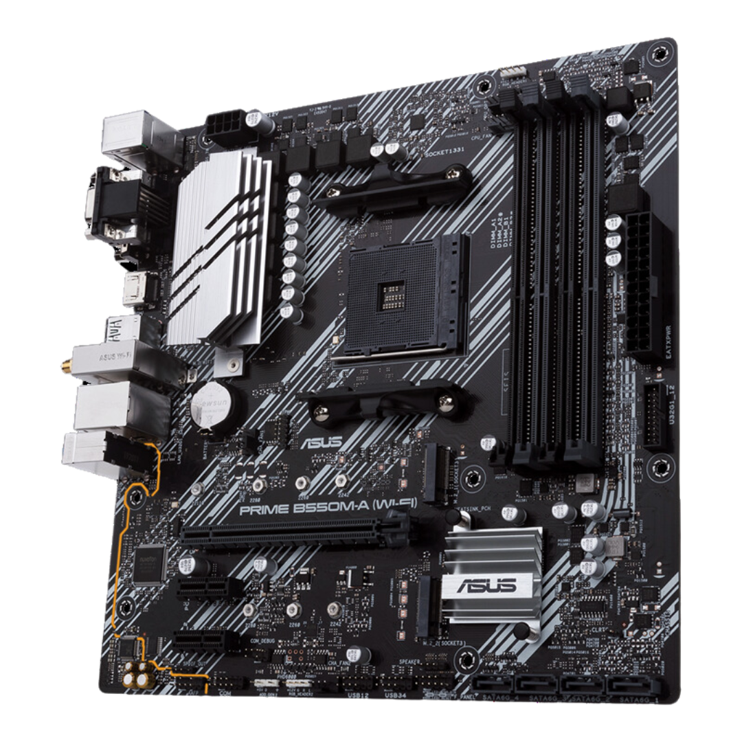 ASUS B550M-A PRIME WIFI Motherboard - AMD AM4 Socket, DDR4 Support, PCIe 4.0, Wi-Fi 6, Bluetooth 5.1, ASUS 5X PROTECTION III, AURA Sync