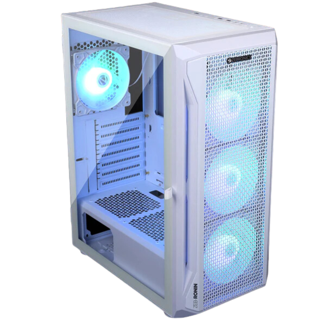Zebronics Ronin Mid Tower Computer Case - EATX/ATX/mATX, Tempered Glass Side Panels, ARGB LED Fan, Max Drive Support, 320mm VGA Size