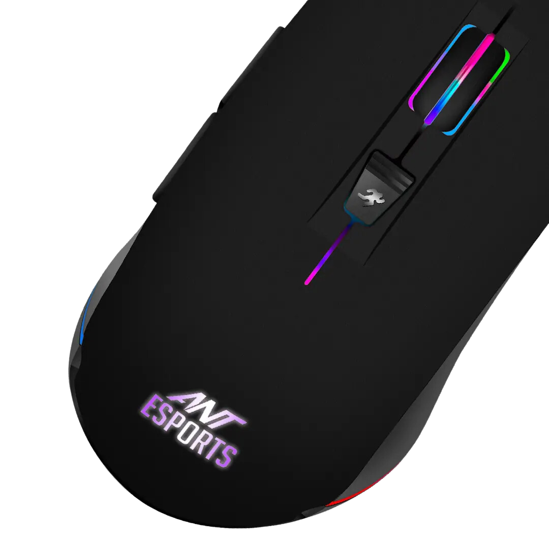 Ant Esports GM100 RGB Wired Optical Gaming Mouse - Black, 4800 DPI, USB, Plug and Play