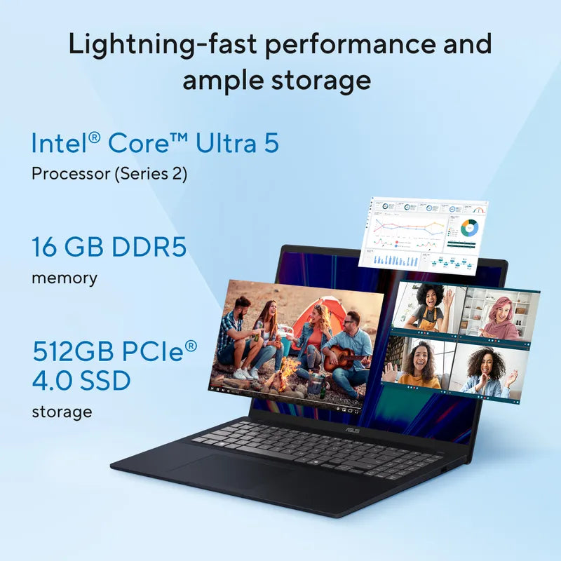 ASUS Vivobook 16, Intel Core Ultra 5 Processor, Intel Graphics, 16GB, 512GB M.2 NVMe PCIe 4.0 SSD,16.0", X1607CA-MB139WS - | Buy Online at Shwetha Computers