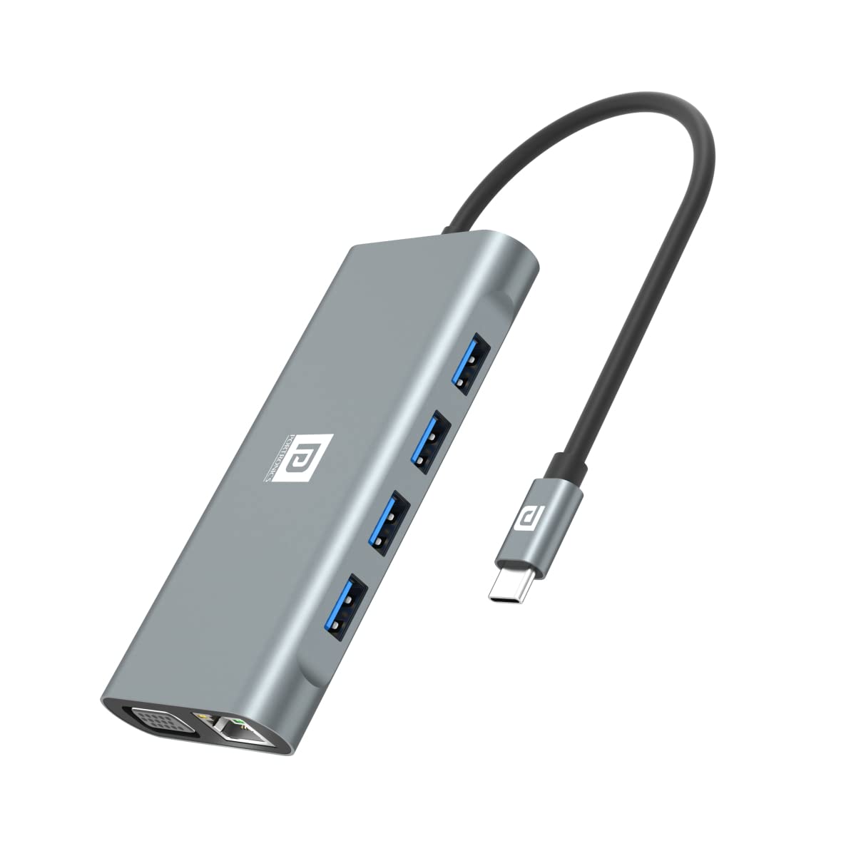 PORTRONICS MPORT 11C USB Hub with 10Gbps Data Transfer, 100W Max Output, and 3.5mm Audio Jack