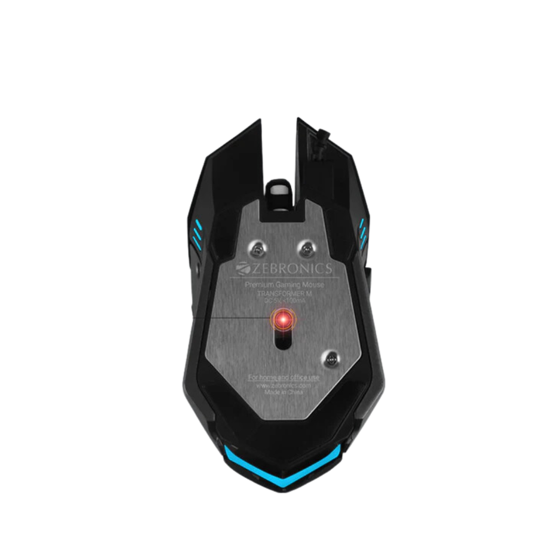 Zebronics Optical USB Gaming Mouse (Transformer-M Black) - 6 Button, 2400/3600 DPI, Braided Cable