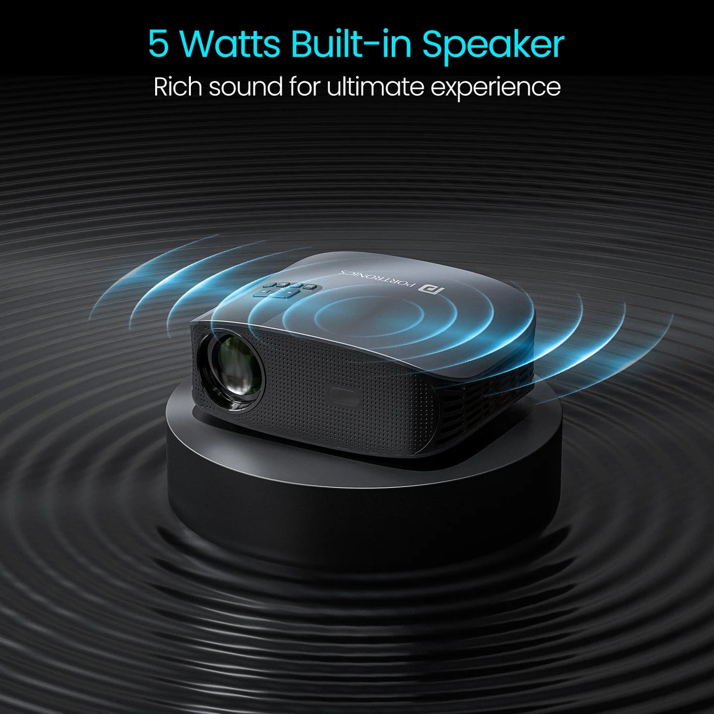 PORTRONICS Beem 490 6000 Lumens Smart Led Projector | Streaming Apps | 1080p Full HD | 6000 Lumens | 5W Speaker