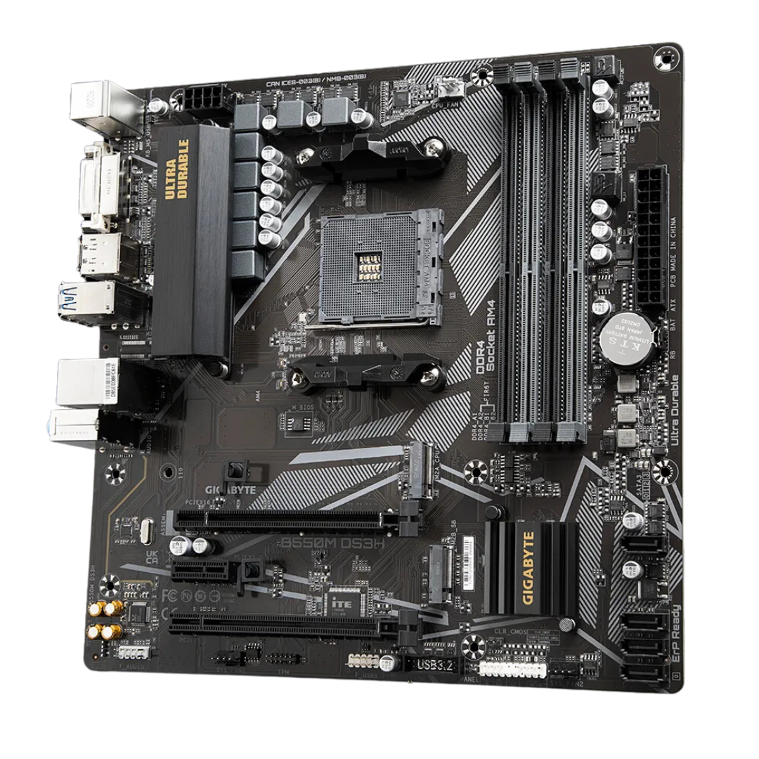 Gigabyte B550M DS3H AC Motherboard for Micro ATX CPUs - AMD Socket AM4, DDR4 4733(O.C.), HDMI 2.1, Realtek Audio/LAN, PCIe 4.0/3.0, M.2, USB 3.2, RGB Fusion, Support for Windows 11 64-bit