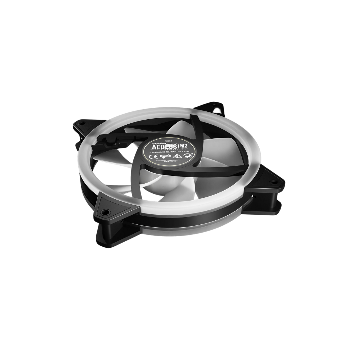 GAMDIAS Aeolus M2-1205R 120mm ARGB Case Fan - 22 Neon-Flex RGB LEDs, Trio Rings, Hydraulic Bearing