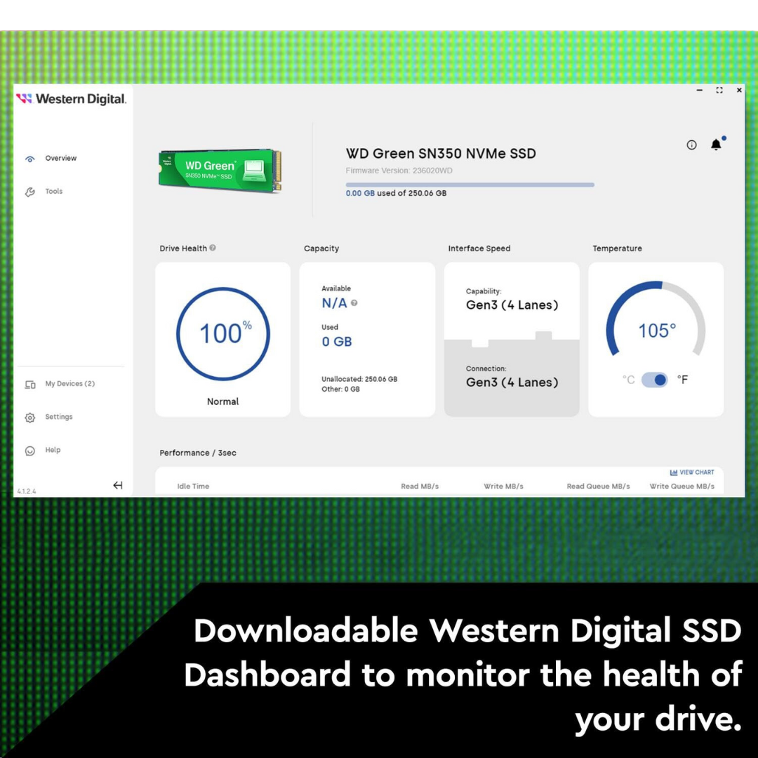 WD Green SN350 480GB NVMe SSD - PCIe Gen3, 3D NAND, 1500MB/s, 300K IOPS