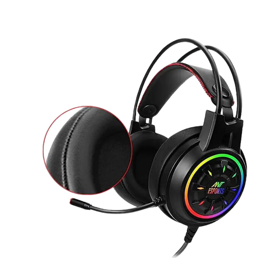 Ant Esports H707 USB Gaming Headset - 50mm Speaker, Flexible Mic, RGB, Black