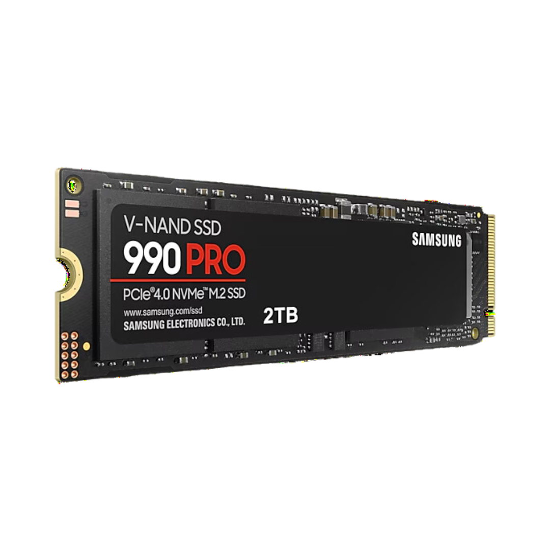 Samsung 2TB 990 Pro NVME M.2 GEN 4 SSD (MZ-V9P2T0BW) - 7,450 MB/s Sequential Read, 6,900 MB/s Sequential Write, 1,400,000 IOPS Random Read, 1,550,000 IOPS Random Write