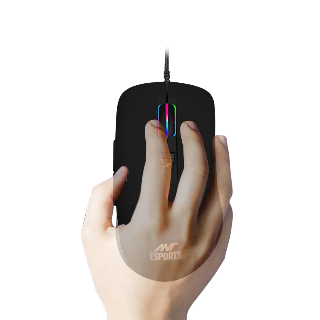 Ant Esports GM100 RGB Wired Optical Gaming Mouse - Black, 4800 DPI, USB, Plug and Play