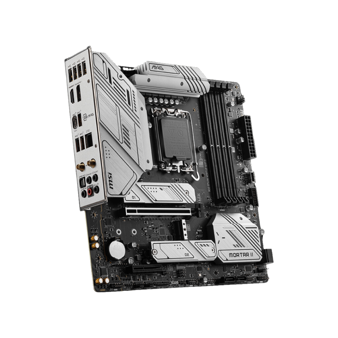 MSI MAG B760M Mortar Wifi II Motherboard - Intel B760 Chipset, LGA1700 CPU Support, DDR5 Memory, HDMI 2.1, WiFi 6E, Realtek 2.5G LAN, PCIe 5.0, RAID Support, USB 3.2 Gen2, mATX Design