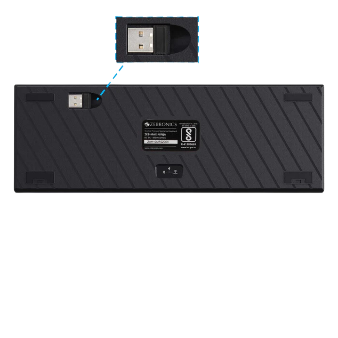 Zebronics KB Max Ninja Black Blue Switches 61 Keys 60% Compact PBT Key Caps N Key Roller Mac