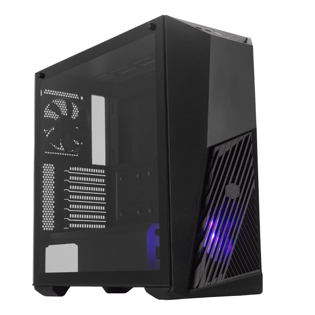 Cooler Master Masterbox K501L Mid Tower Cabinet - Black Steel, Acrylic Panel, 4x 2.5" Drive Bays, 3x 120mm Fans, ATX Support