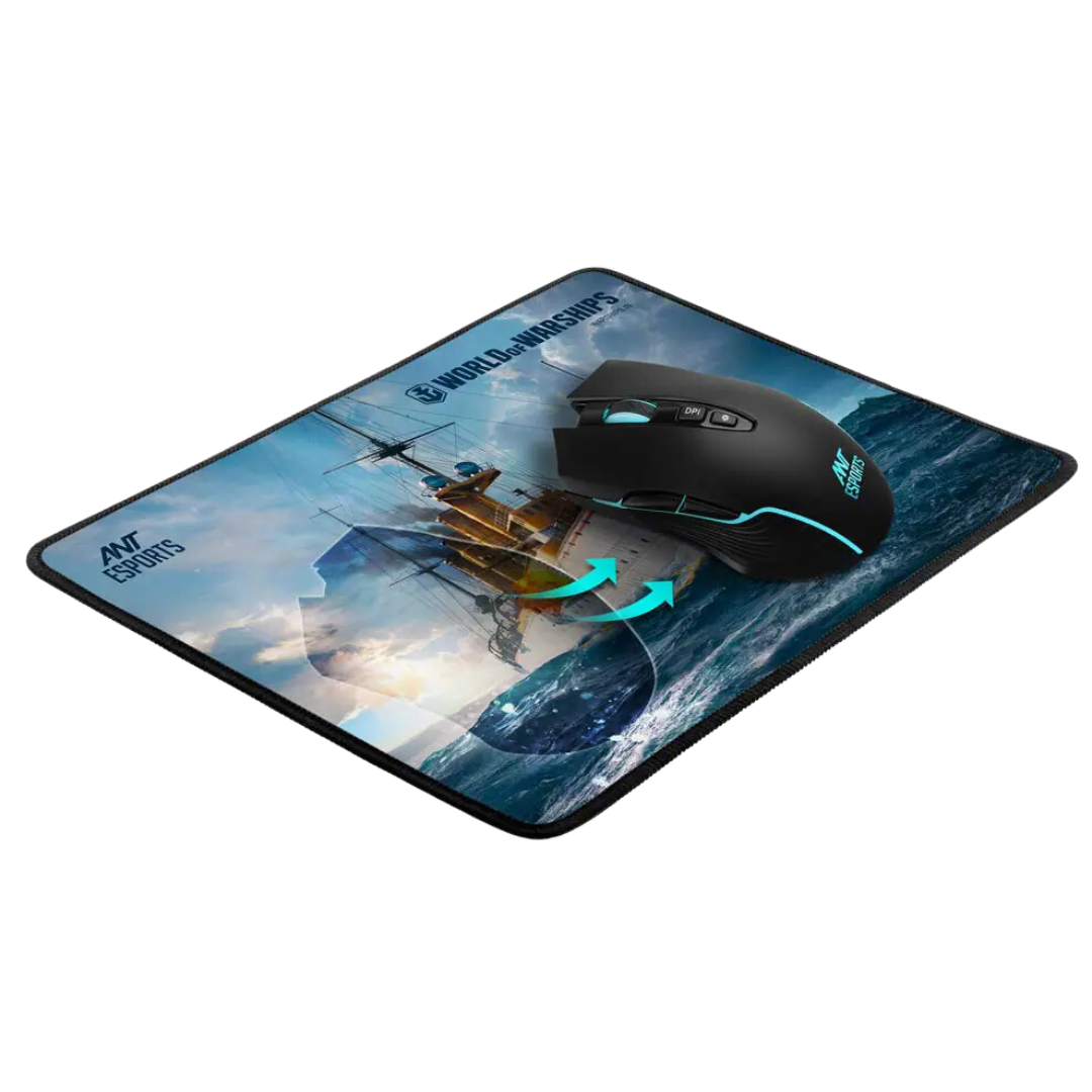 Ant Esports MP210W Waterproof Gaming Mousepad - World of Warships Edition - Black - Medium Size - Non-slip Rubber Base - 4mm Thickness