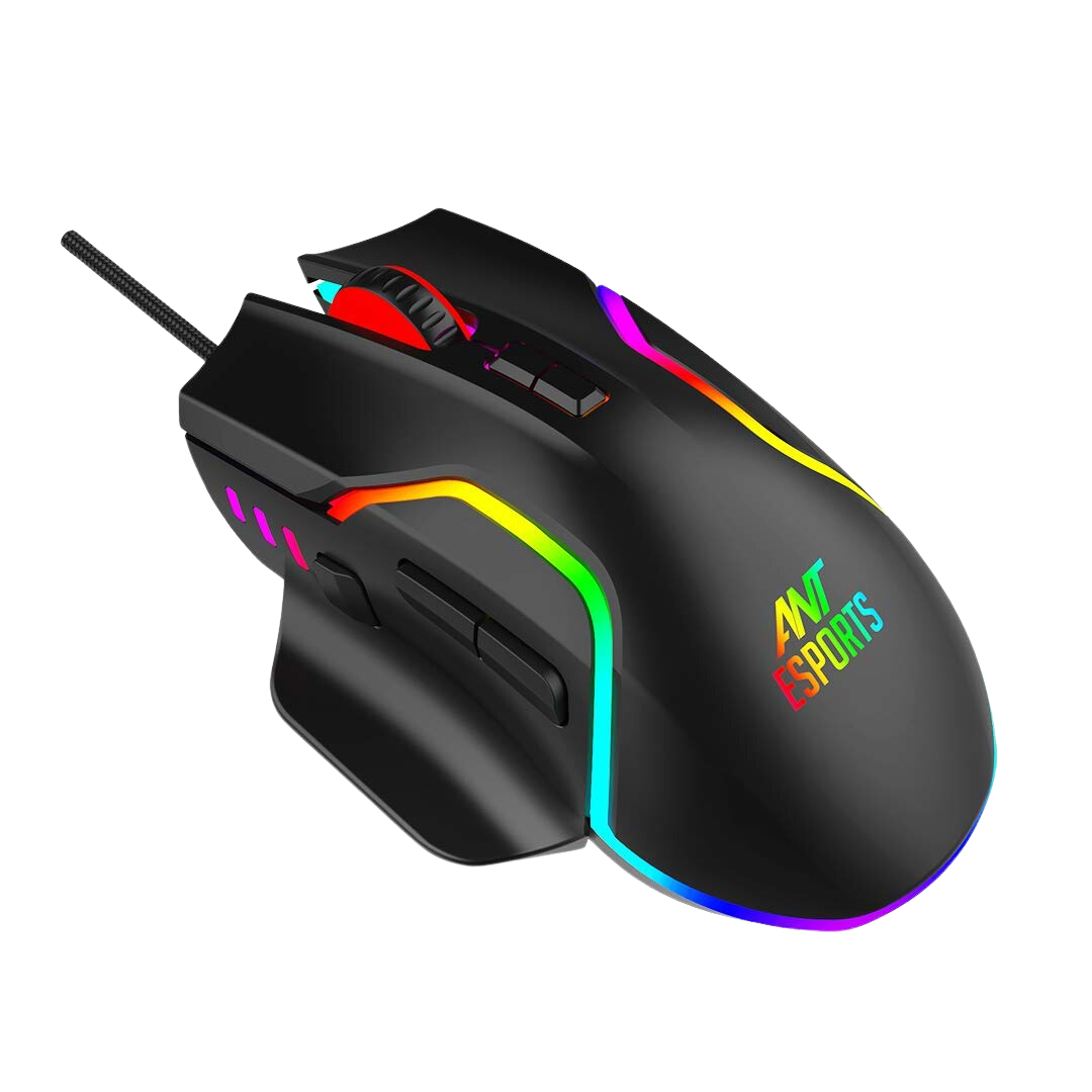 Ant Esports GM320 RGB Optical Gaming Mouse -Black 7200 DPI 7000 FPS 1.5m Cable 500-1000Hz 1 Year Warranty