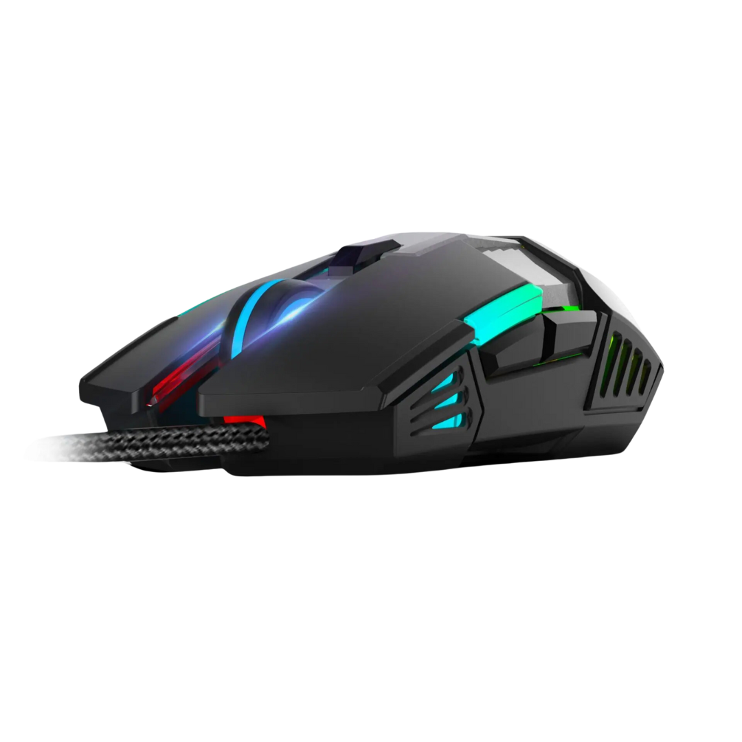 Ant Esports GM 90 Wired Gaming Mouse - Black, Gold Plated USB, Multicolor LED Lights, DPI 1200/1800/2400/3600, 1.5m Long Braided Cable, 1 Year Warranty