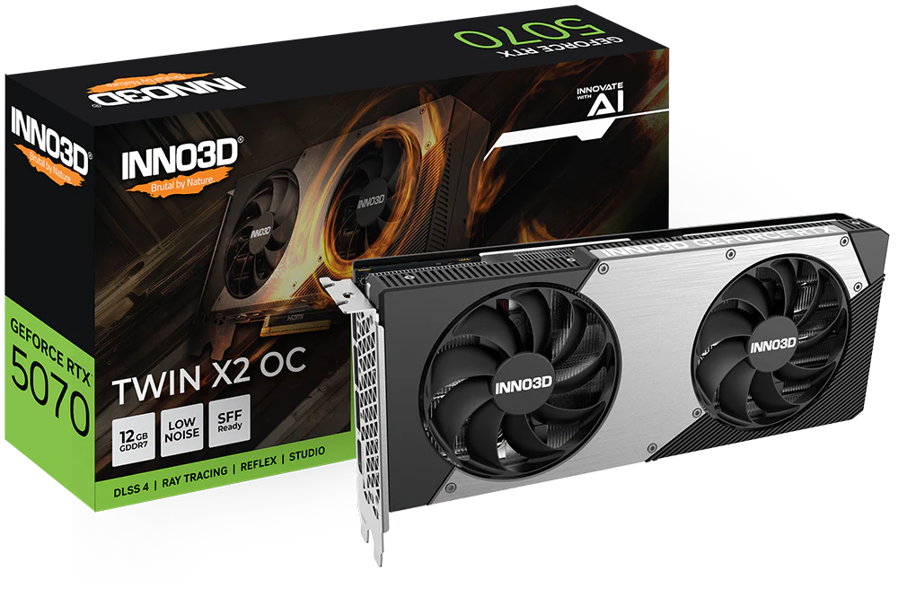 INNO3D GeForce RTX 5070 Twin X2 OC 12GB GDDR7 Gaming Graphics Card (Black) - | Buy Online at Shwetha Computers