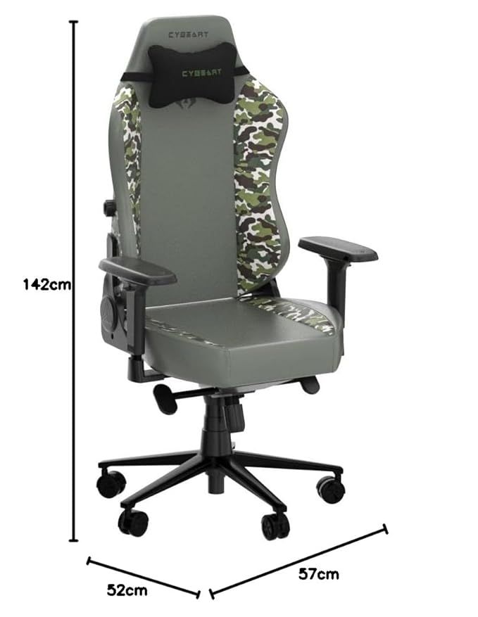 CYBEART Forest Camo Gaming Office Chair 4D Armrest Inbuilt Lumbar Support Supreme PU Leather, Ergonomic, Recline & Tilt