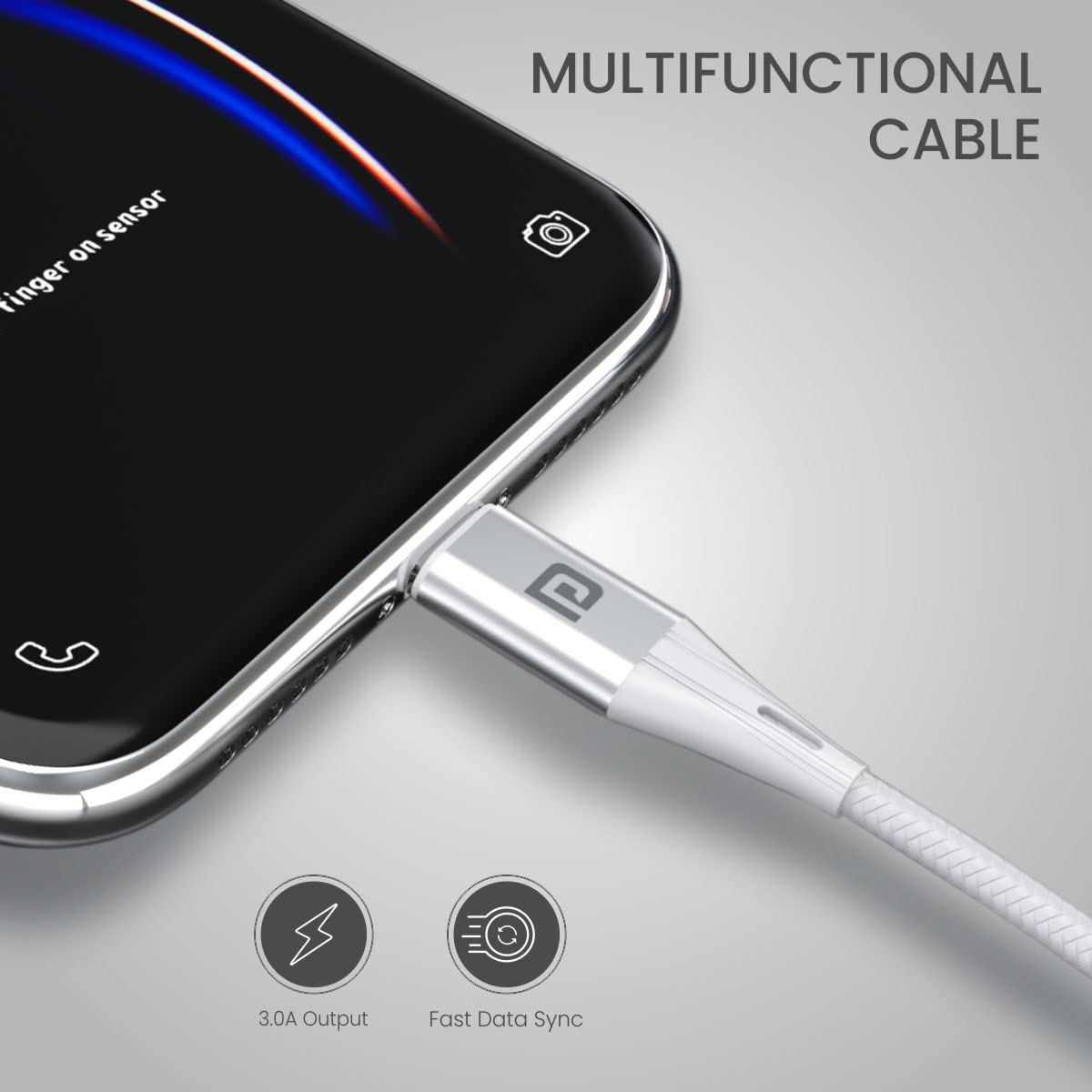 PORTRONICS Konnect B Plus 8 Pin USB Cable | Nylon Braided 8 Pin USB Cable With Metal Heads - | Buy Online at Shwetha Computers