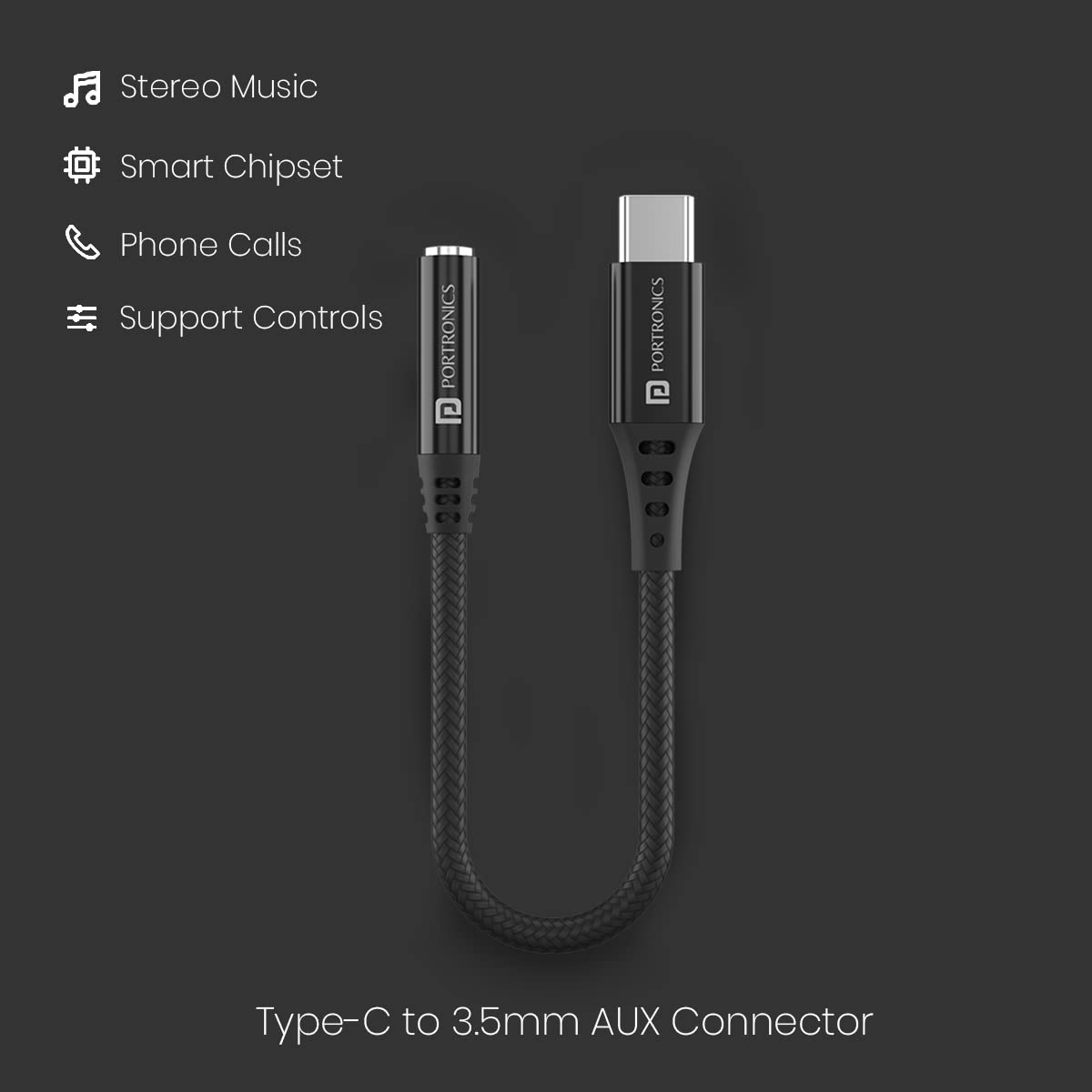 PORTRONICS I Konnect-C II Type-C to 3.5 Aux Connector - | Buy Online at Shwetha Computers