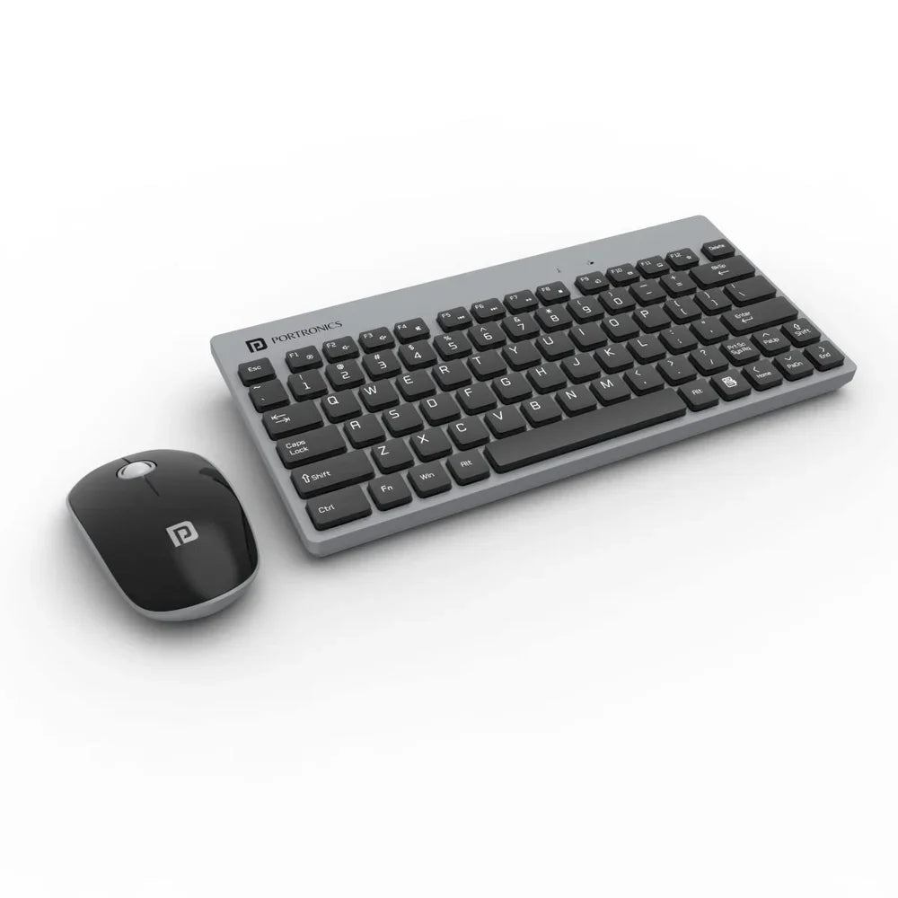 PORTRONICS Key 2 Combo Multimedia Wireless Keyboard & Mouse 2.4 GHz Wireless | Tenkeyless Size | Single USB Receiver | High-Precision Mouse