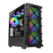 Ant Esports ICE-5000 RGB Black Gaming Cabinet - E-ATX, ATX, Micro-ATX, Mini-ITX, 3.5" x2, 2.5" x3, 120mm x3 ARGB Front Fans, 380mm VGA Card Length, 175mm CPU Cooler Length, USB 2.0 x2, USB 3.0 x1, Audio In x1, Mic x1, LED Control Button x1