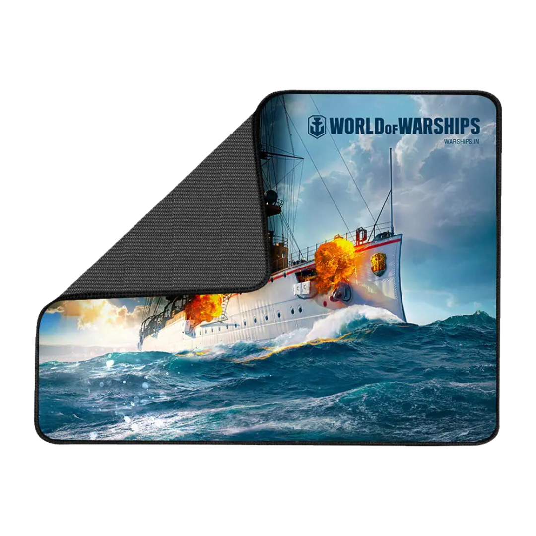 Ant Esports MP210W Waterproof Gaming Mousepad - World of Warships Edition - Black - Medium Size - Non-slip Rubber Base - 4mm Thickness