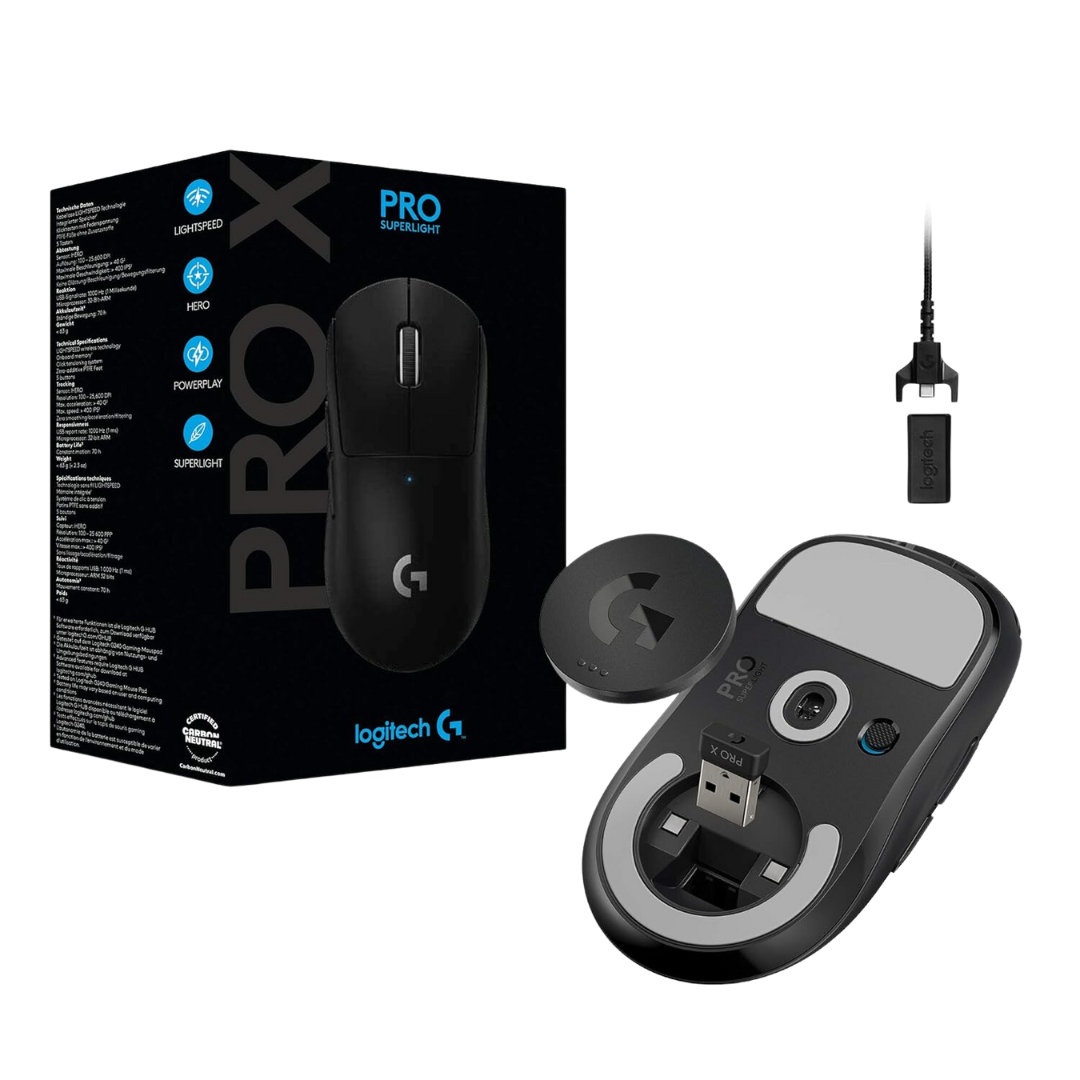 Logitech G Pro X Superlight Wireless Gaming Mouse (Black) - Lightweight 63g, HERO Sensor, 25,600 DPI
