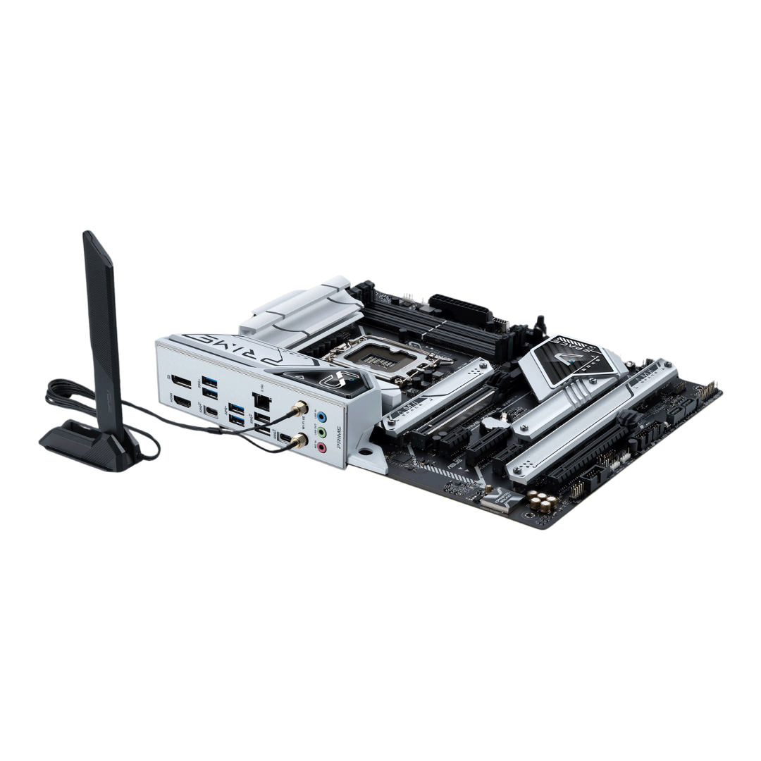 ASUS Z790 A-PRIME WI-FI DDR5 Motherboard. Support for Intel Core™ 14, 13, and 12 Gen Processors. 192GB, DDR5 7200+ Max Memory. 4 x USB 3.2 Gen 2 ports. Wi-Fi 6E & Bluetooth v5.3. M.2_4 slot support for PCIe 4.0 x4 & SATA modes.