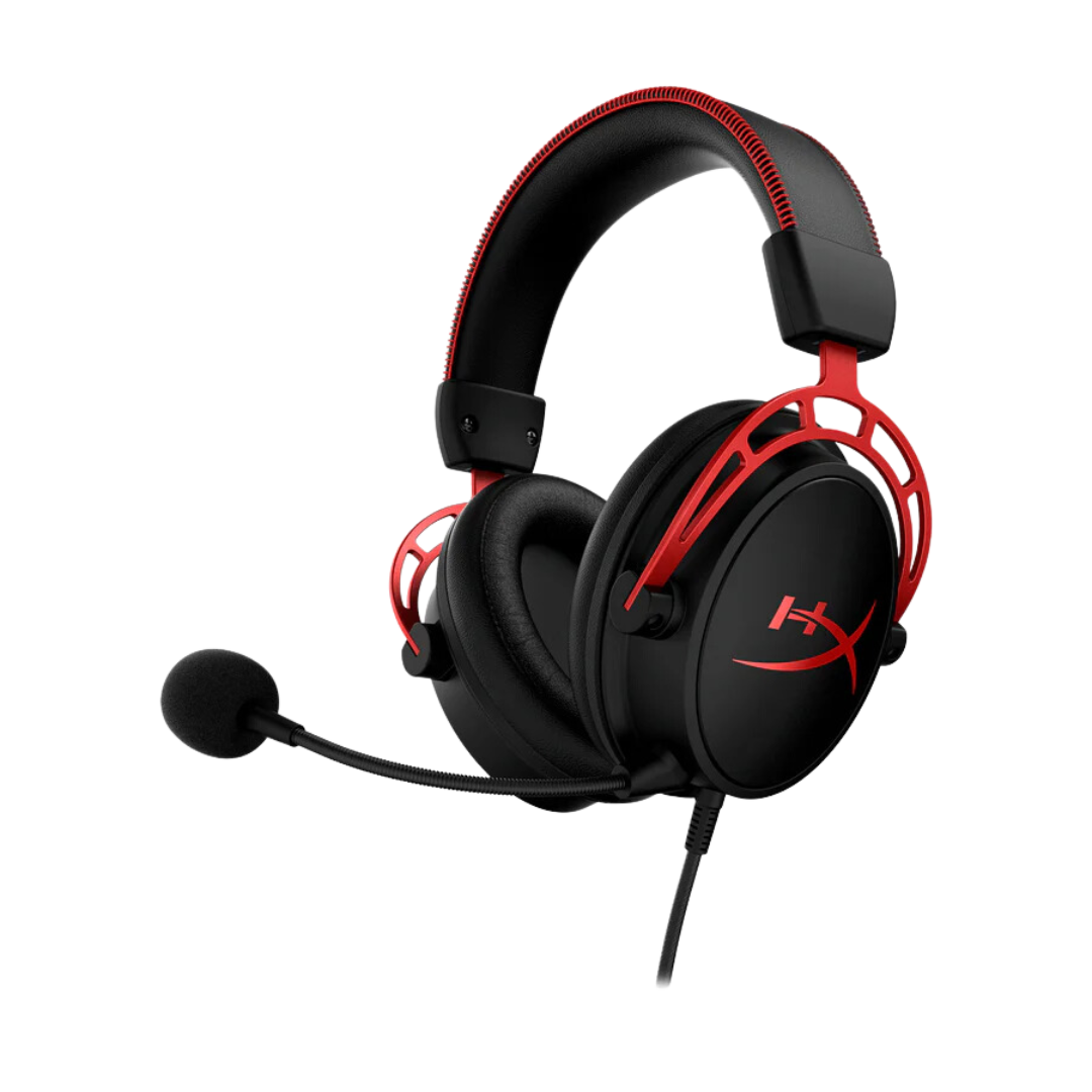 HyperX Cloud Alpha Red Wired Over Ear Headphones - 50mm Drivers & Detachable Mic