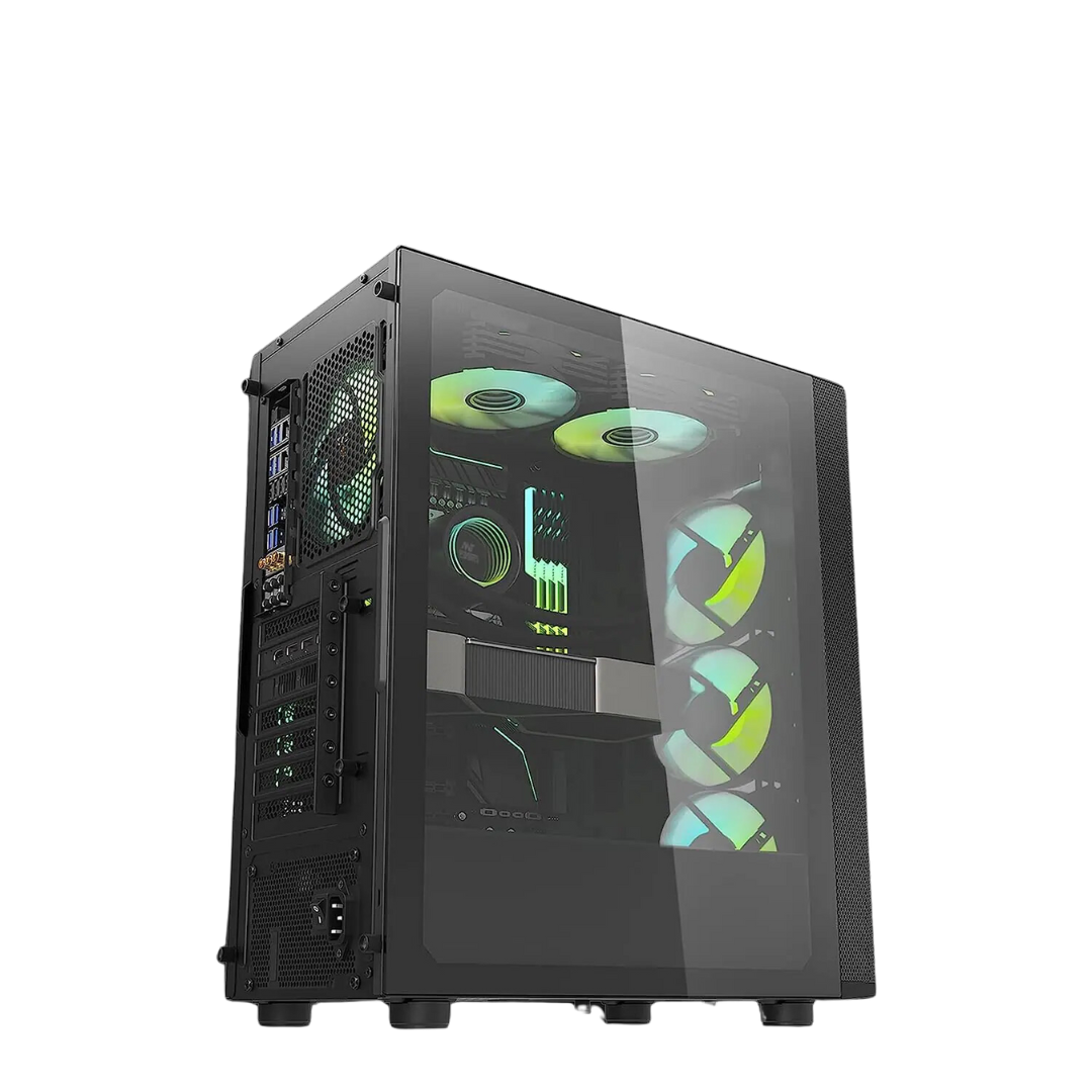Ant Esports Chassis 250 Air Black - ATX, M-ATX, ITX Compatible, 3 Front Fans, 240/280/360mm Liquid Cooling Support, 350mm VGA Card Length.