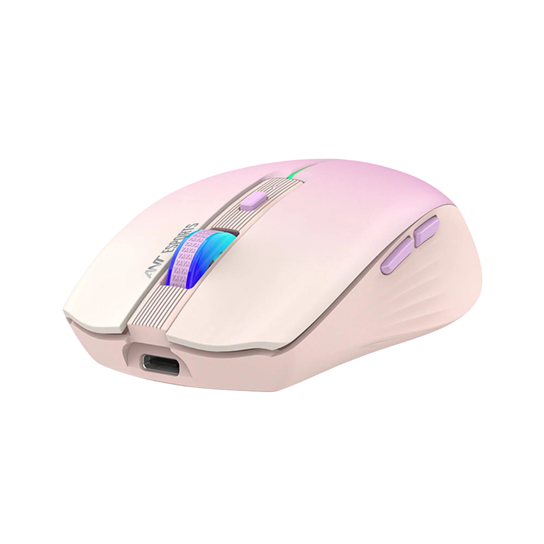Ant Esports GM400W RGB Wireless Gaming Mouse - Light Pink, Rose 3200 DPI