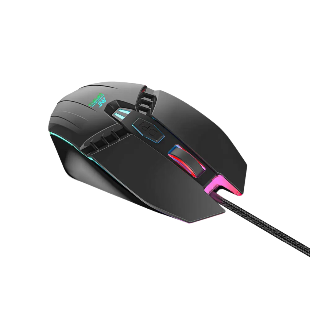 Ant Esports GM50 Wired Optical Gaming Mouse - Black, 3600 DPI, Multicolor LED, Gold Plated USB