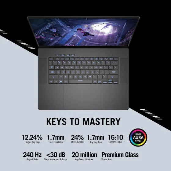 ASUS ROG Strix Zephyrus G16 Gaming Laptop with Intel Core Ultra 7 Processor 155H, 16GB DDR5 Ram, 1TB PCIe 4.0 NVMe M.2 SSD GU605MI-QP001WS