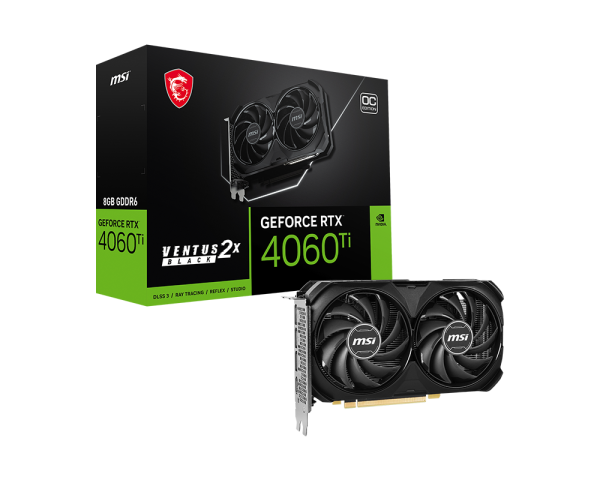 MSI RTX 4060 Ti Ventus 2X Black OC 8GB Graphics Card